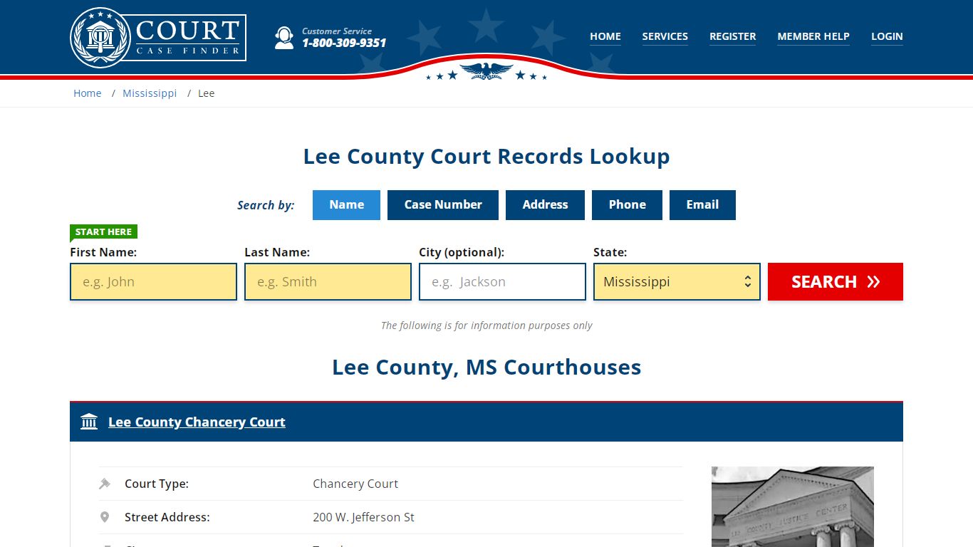 Lee County Court Records | MS Case Lookup - CourtCaseFinder.com