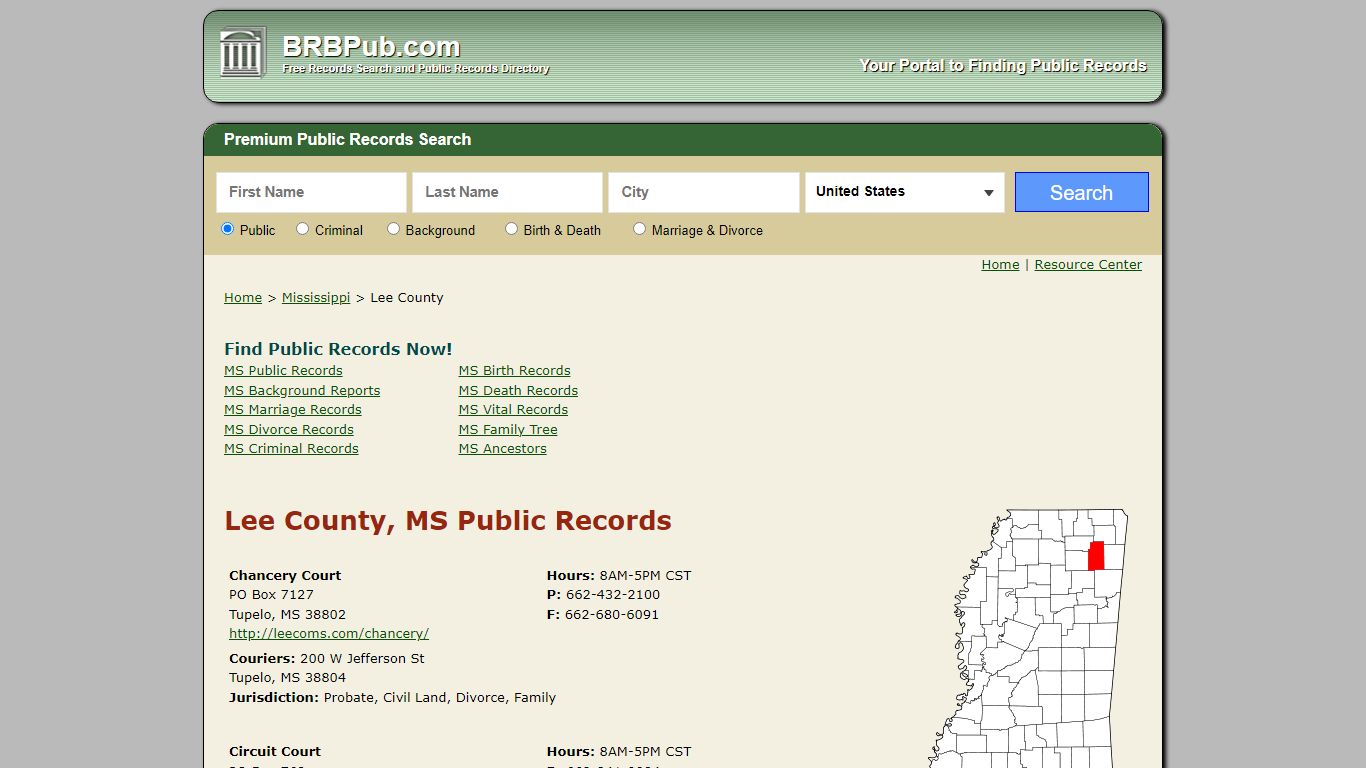 Lee County Public Records | Search Mississippi Government Databases